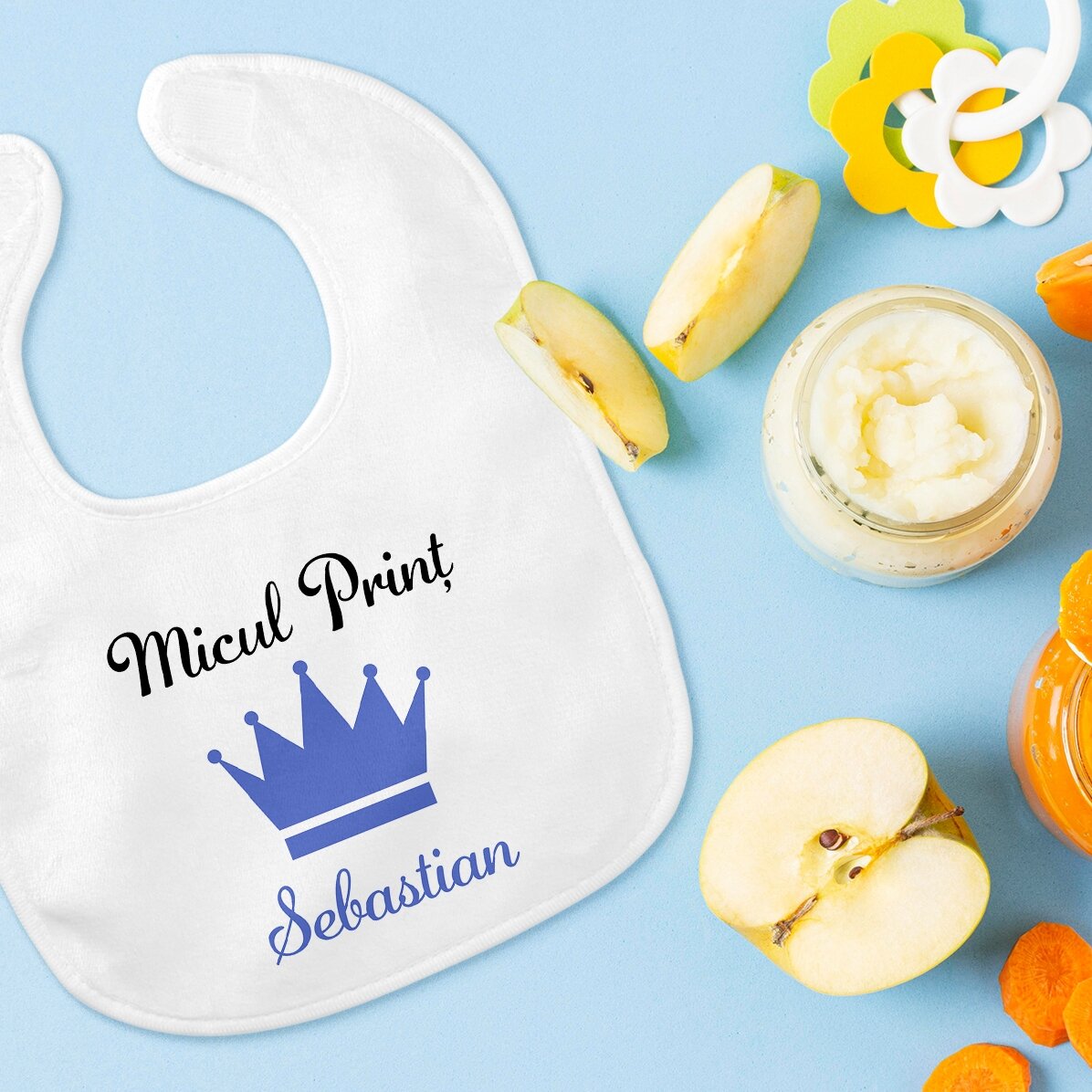 Bavoir personnalisé pour bébé avec prénom - Couronne