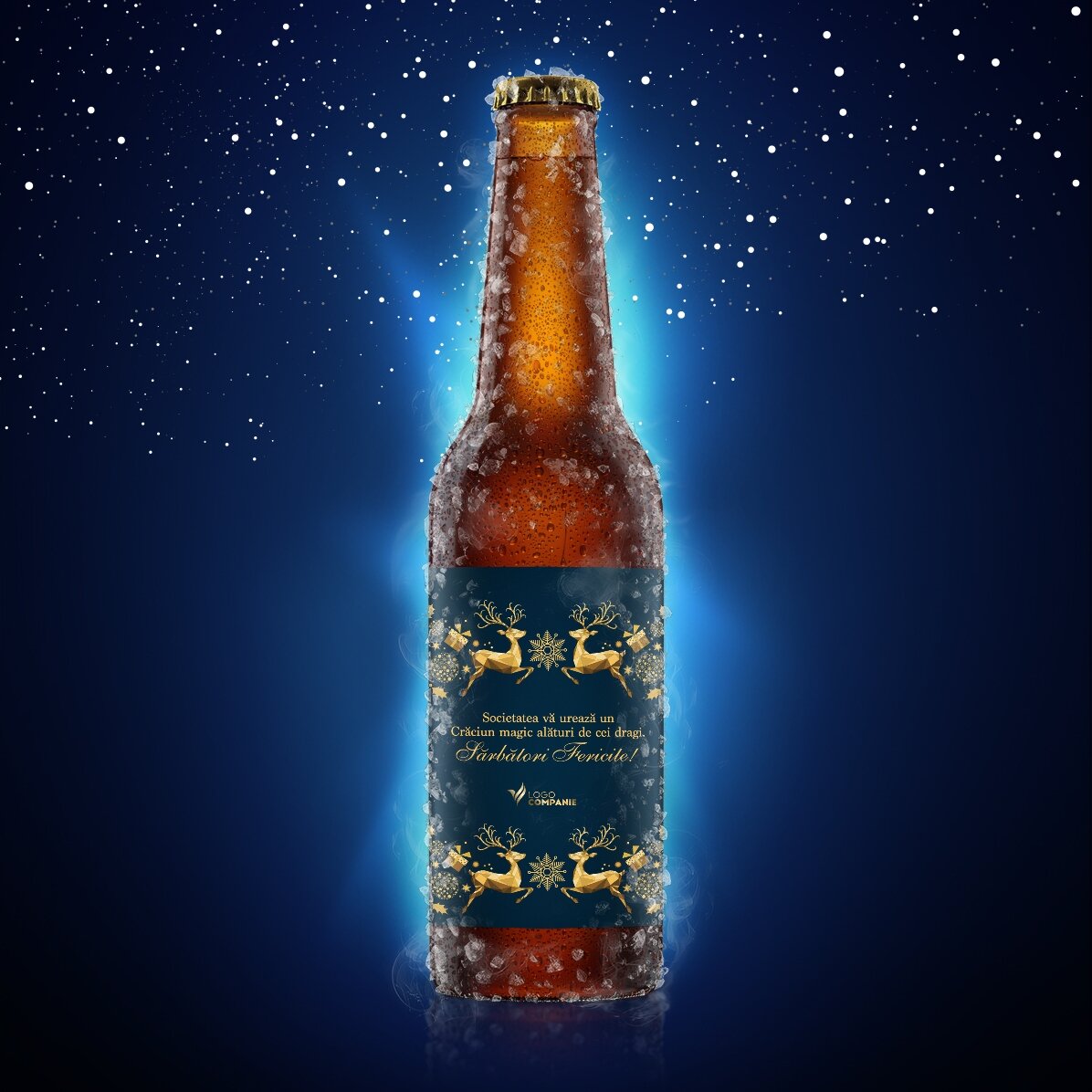 Bière personnalisée avec texte et logo - Histoire de Noël