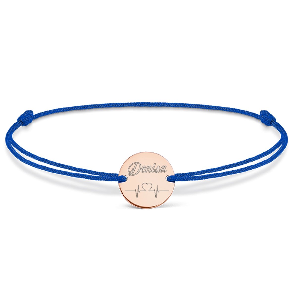 Bracelet à cordon personnalisé - pendentif de 14 mm - argent 925 - modèle « heart beat »