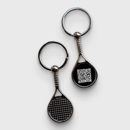 Porte-clés en forme de raquette de tennis personnalisé avec un code QR - Ajouter un contact