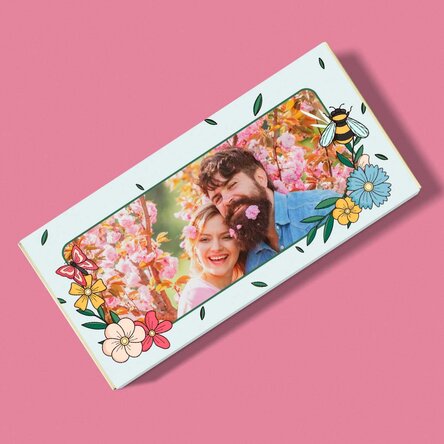 Chocolat personnalisé avec photo et texte - Fleurs de printemps