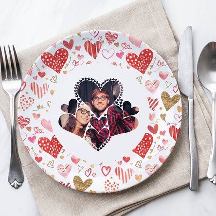Assiette personnalisée avec une photo - Cœurs