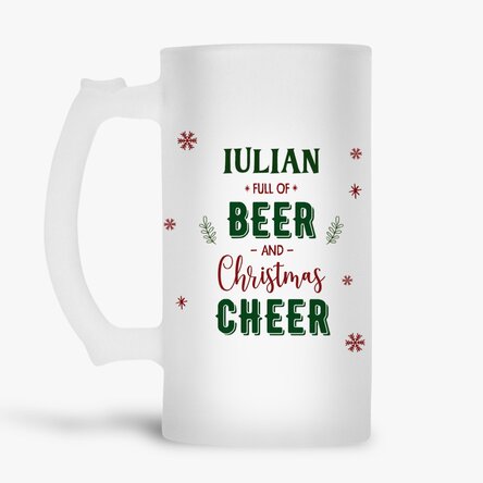 Chope à bière personnalisée avec un prénom - L'esprit de Noël