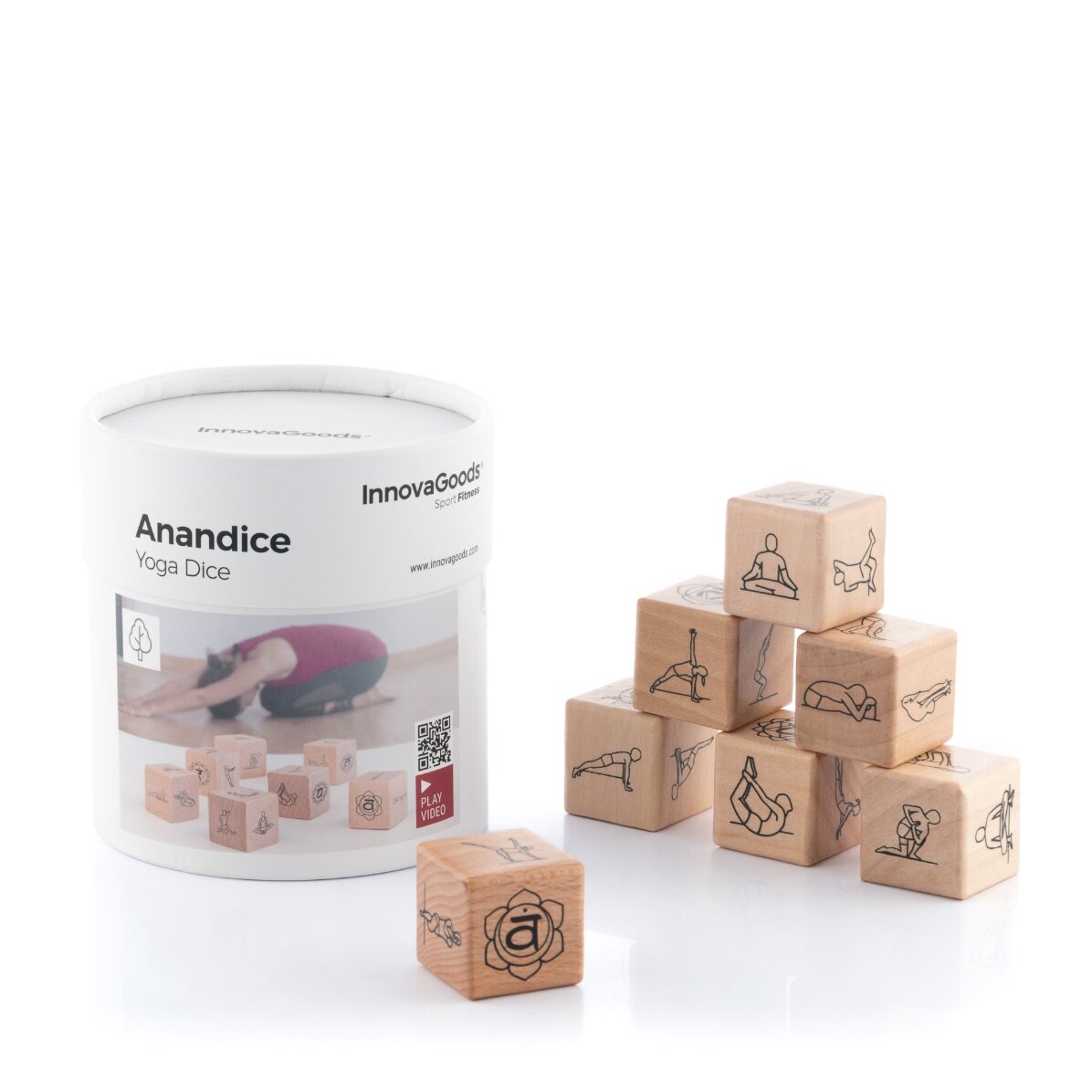 Jeu de yoga avec 7 dés en bois