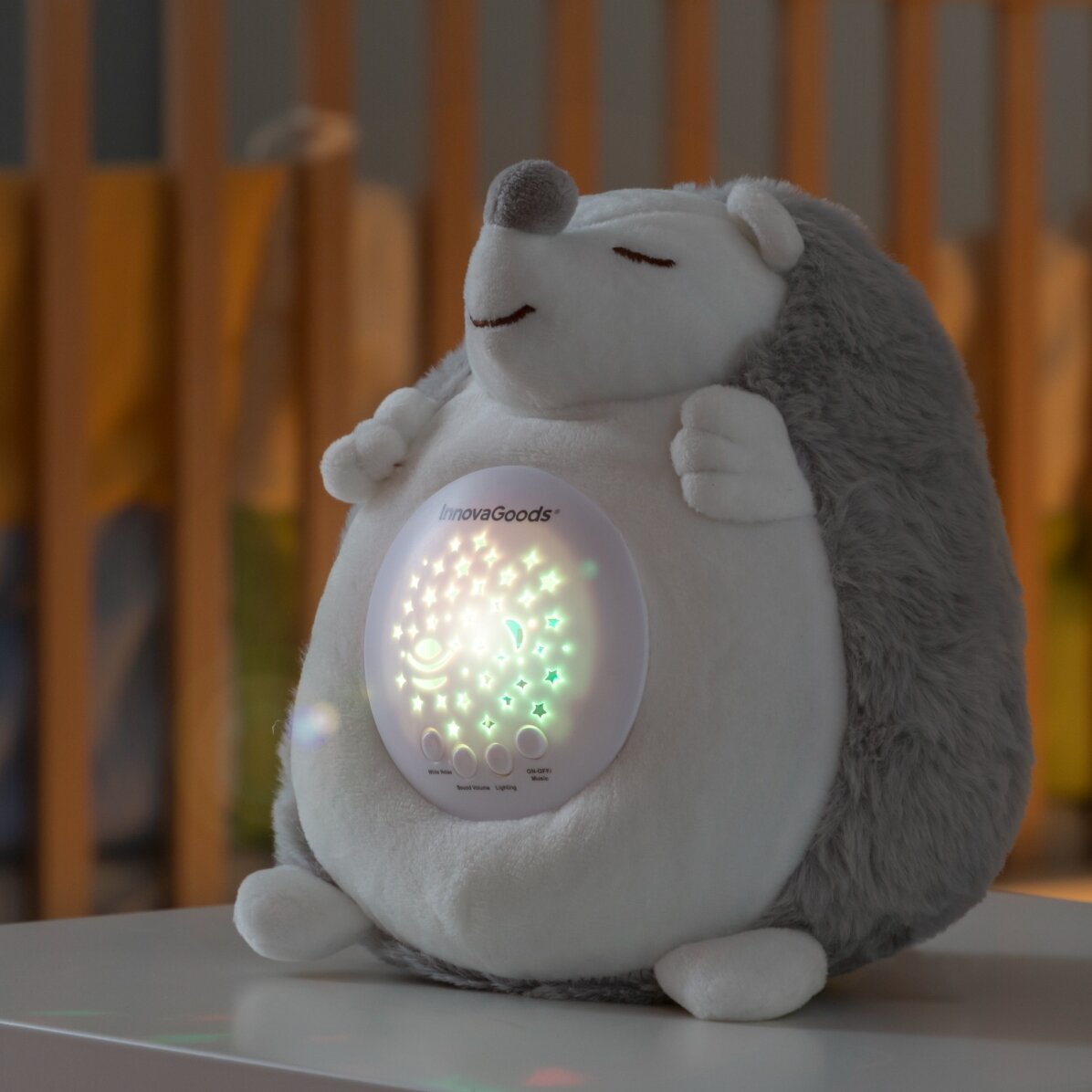 Peluche hérisson avec projecteur de lumières et de sons