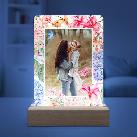 Personalised LED night light with a photo - Spring flowers