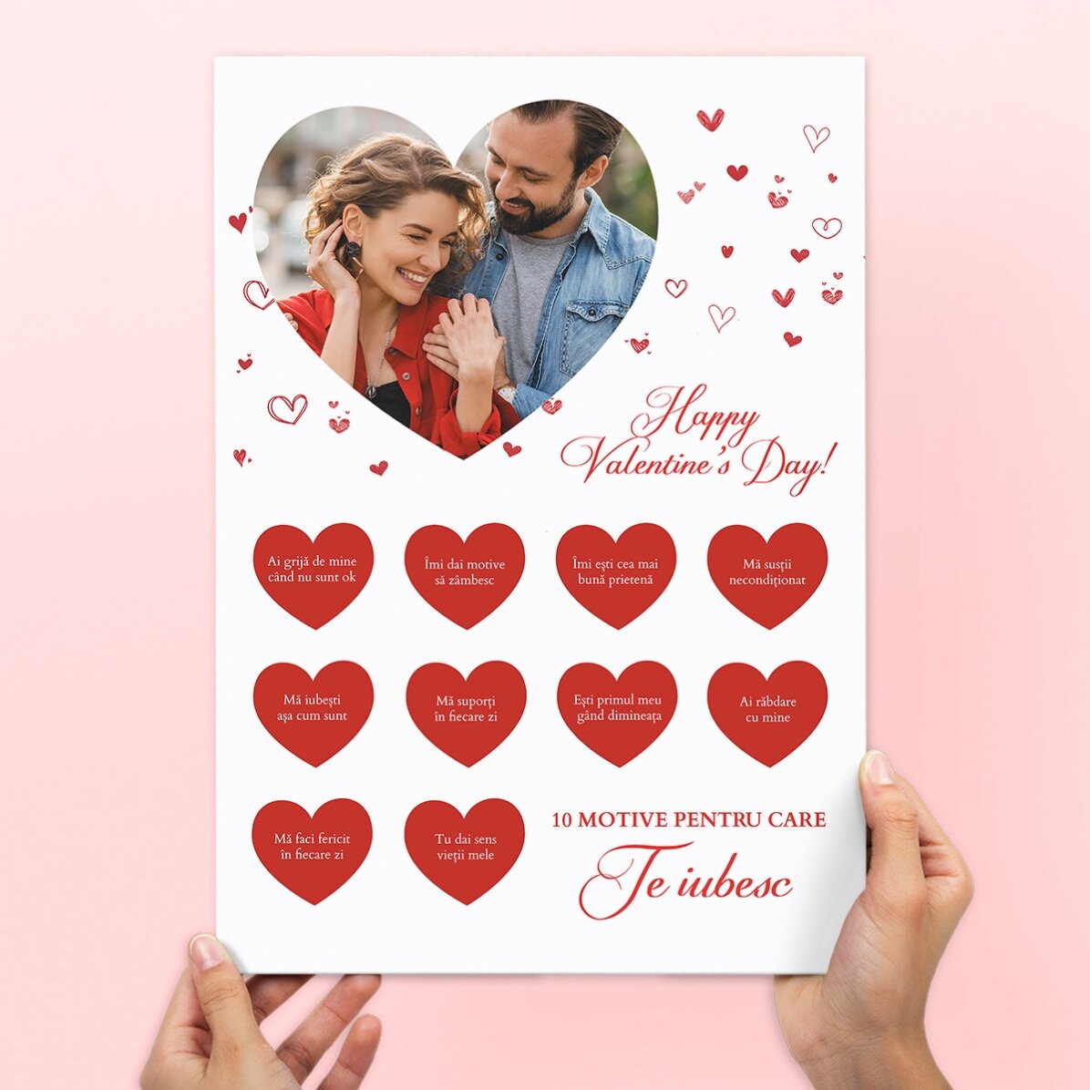 Affiche à gratter personnalisée avec une photo et un texte - 10 raisons pour lesquelles je t
