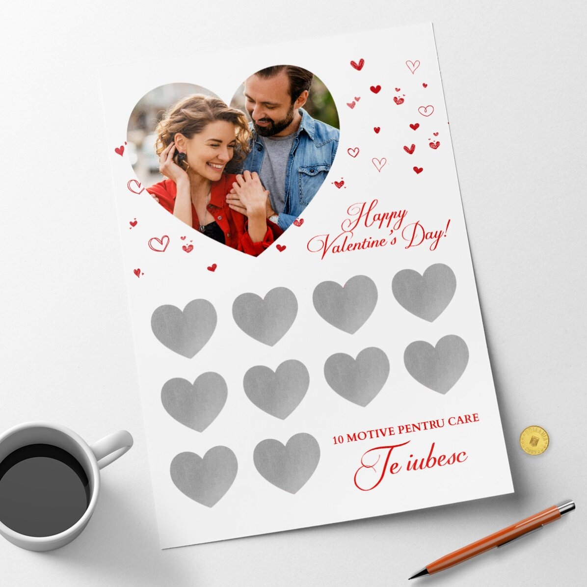 Affiche à gratter personnalisée avec une photo et un texte - 10 raisons pour lesquelles je t