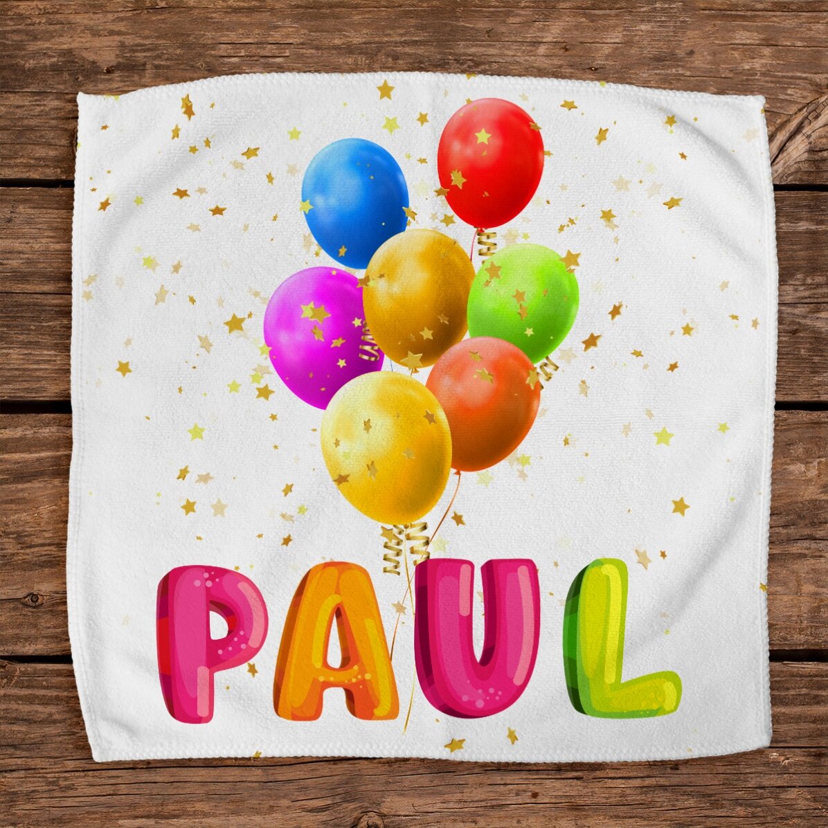 Serviette personnalisée avec un prénom - Ballons colorés