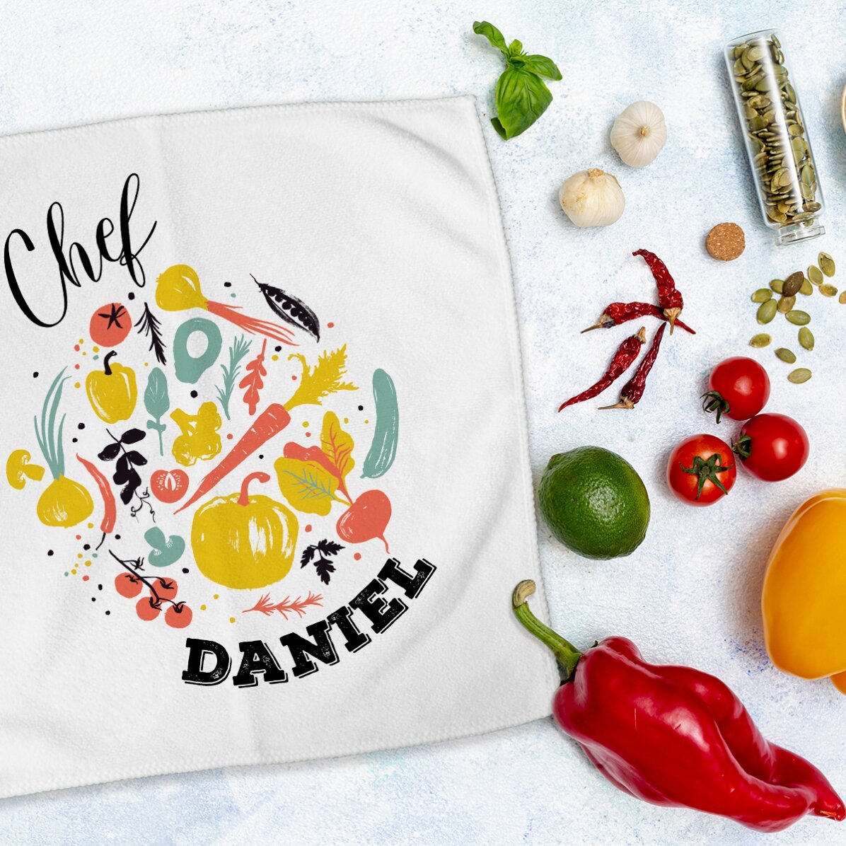 Serviette personnalisée avec inscription - Chef
