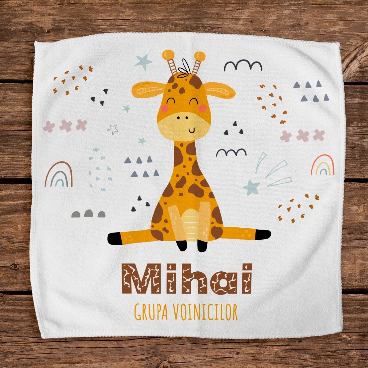Serviette personnalisée avec inscription - Girafe