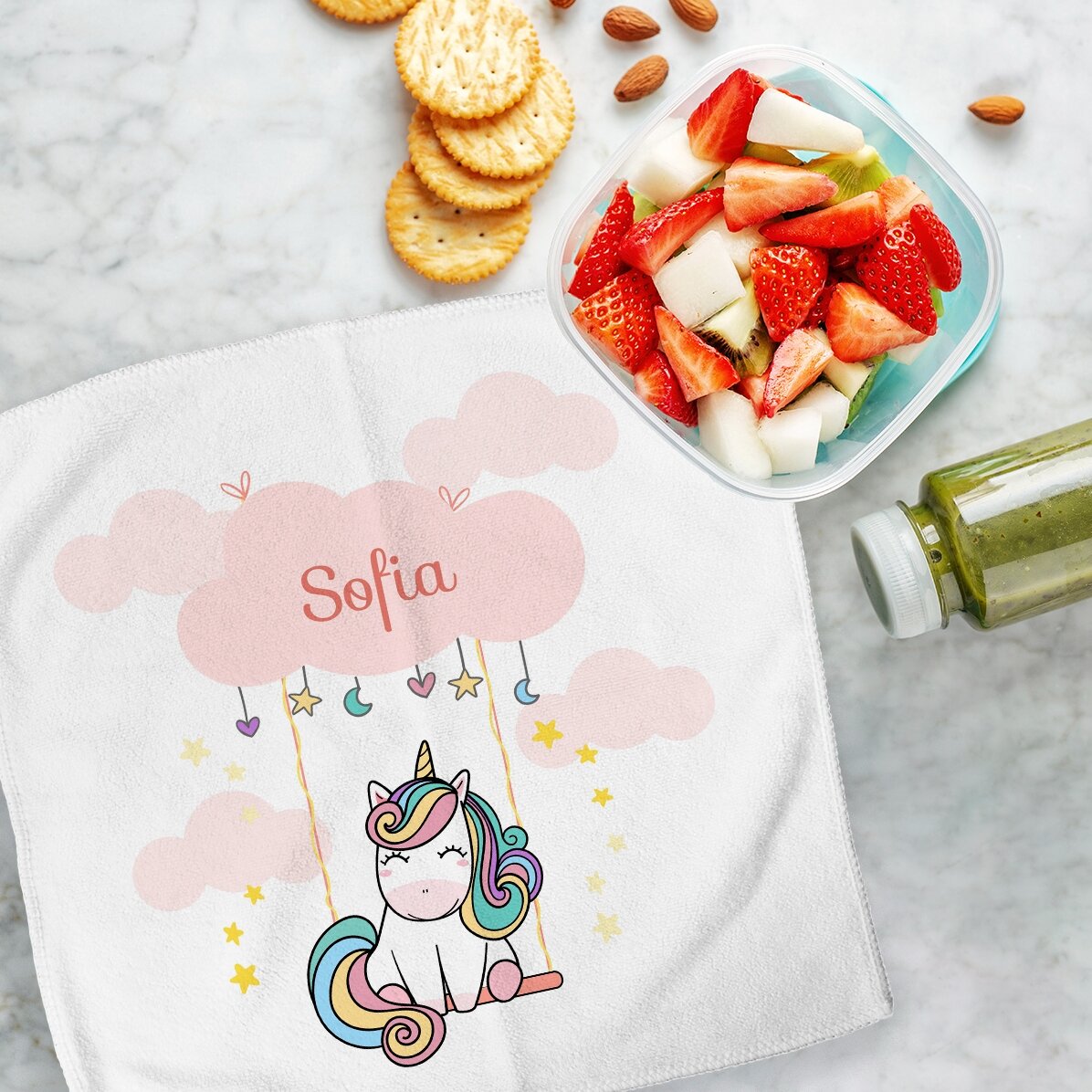 Serviette personnalisée avec inscription pour enfants - Cute Unicorn