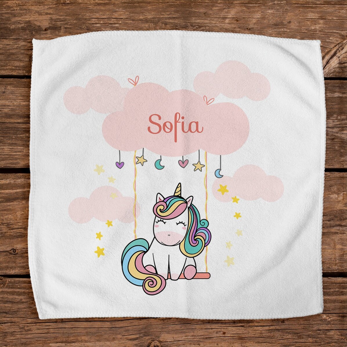 Serviette personnalisée avec inscription pour enfants - Cute Unicorn