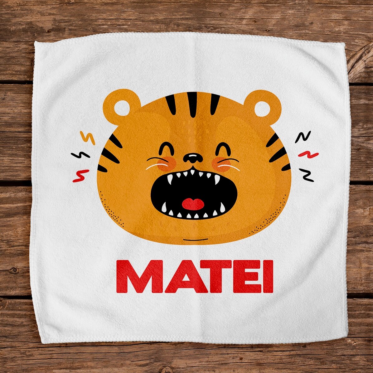 Serviette personnalisée avec inscription pour enfants - Tigre