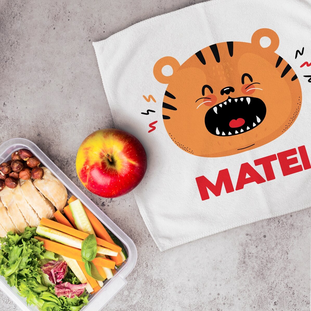 Serviette personnalisée avec inscription pour enfants - Tigre