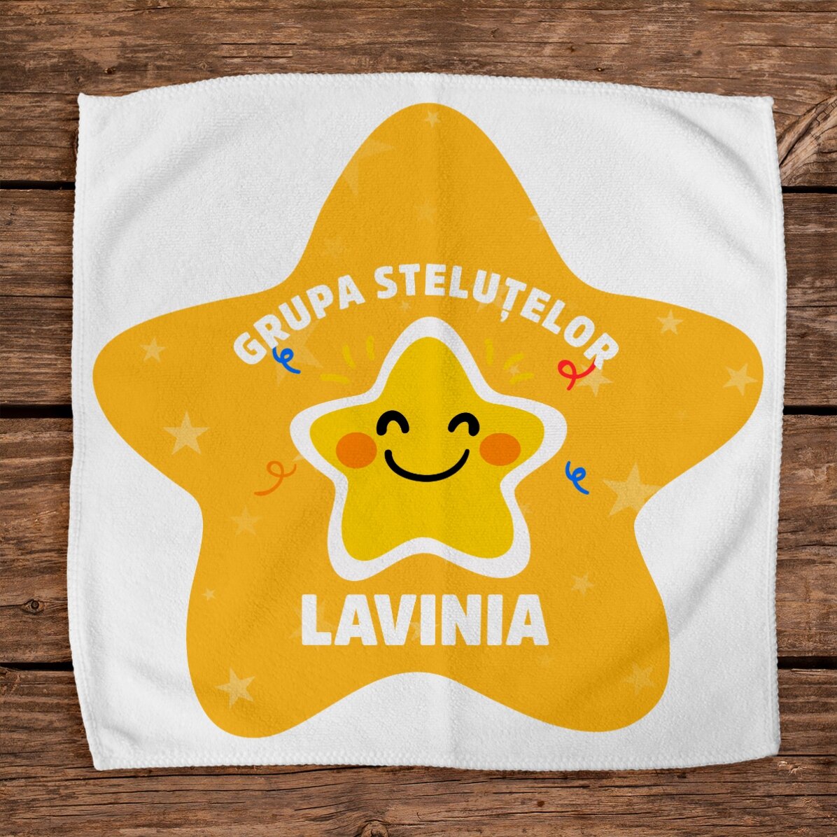 Serviette personnalisée avec texte - Étoiles