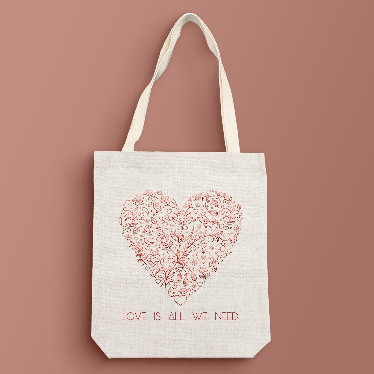 Sac personnalisé avec inscription - « Love is all we need »