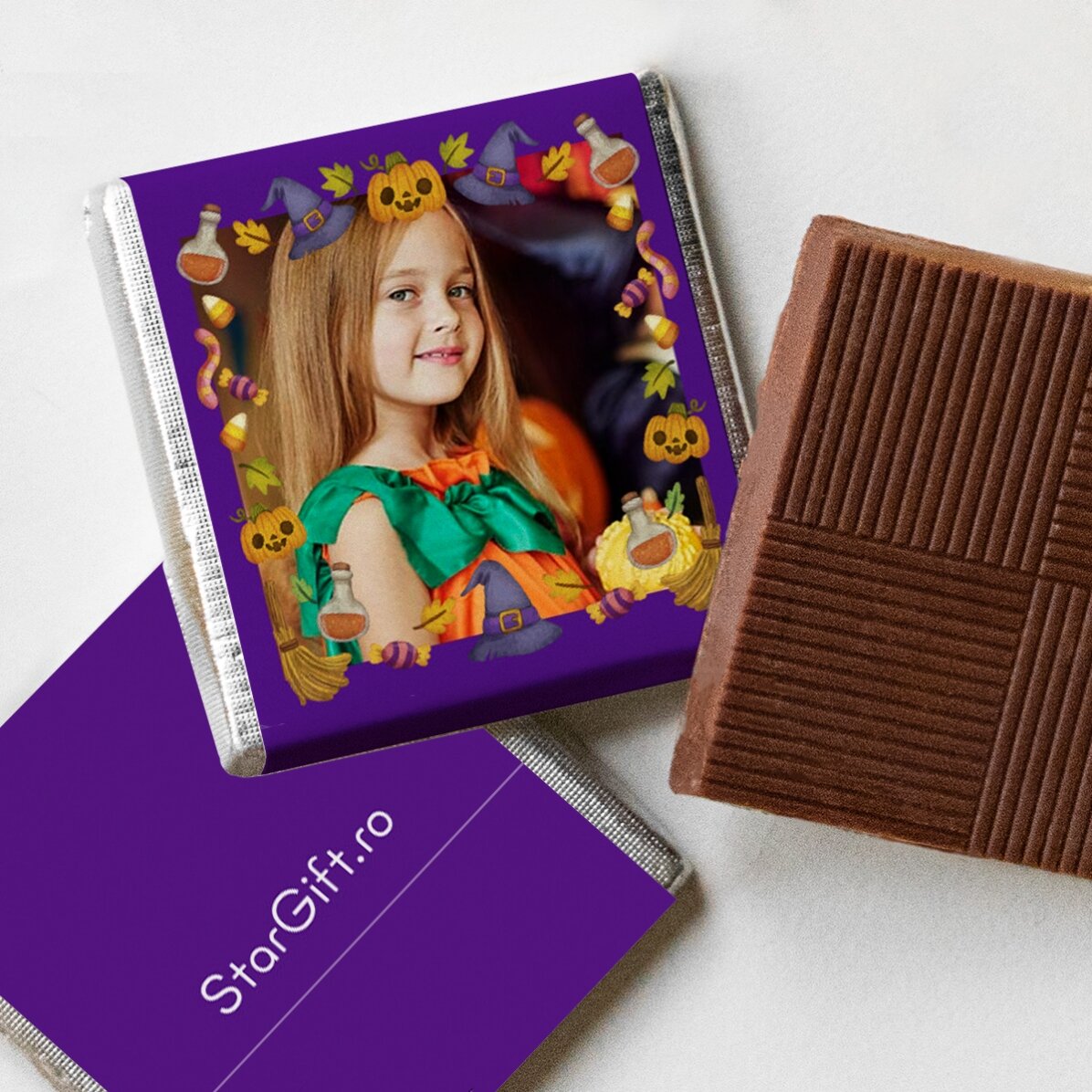 Lot de 10 mini-chocolats personnalisés avec photos et texte - Halloween