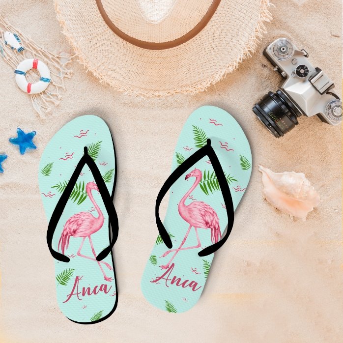 Tongs personnalisées pour enfants avec inscription - Flamingo
