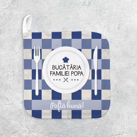 Personalised hot pot holder with text - In the family