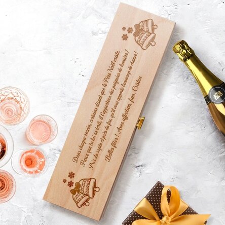 Coffret de vin mousseux personnalisé avec un message de Noël