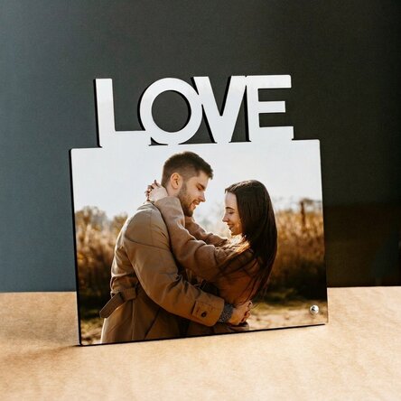 Cadre photo de bureau personnalisé avec une photo - modèle LOVE