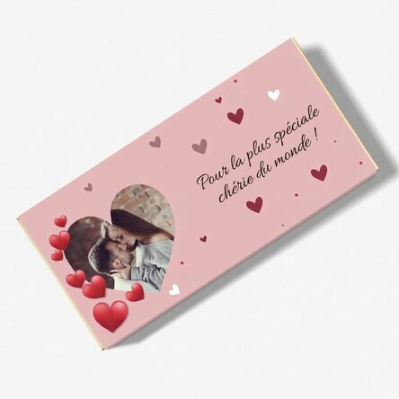 Chocolat personnalisé avec un message et une photo - Je t'aime !