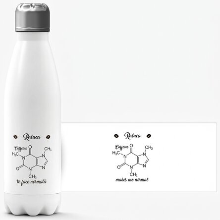 Thermos à base blanche personnalisé avec un prénom - Chemistry