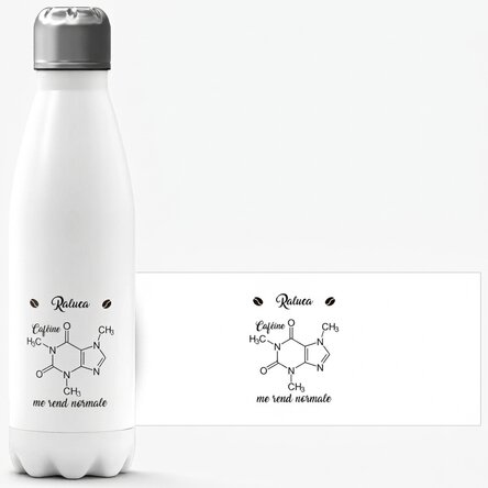 Thermos à base blanche personnalisé avec un prénom - Chemistry