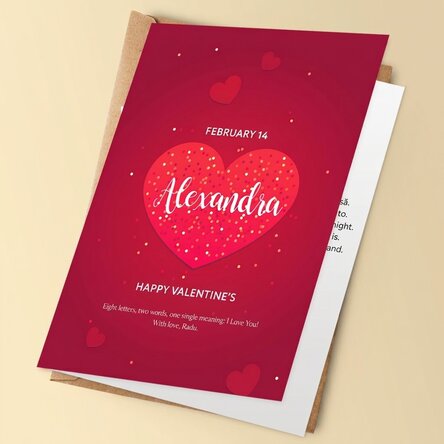 Personalised greeting card with text - Hearts