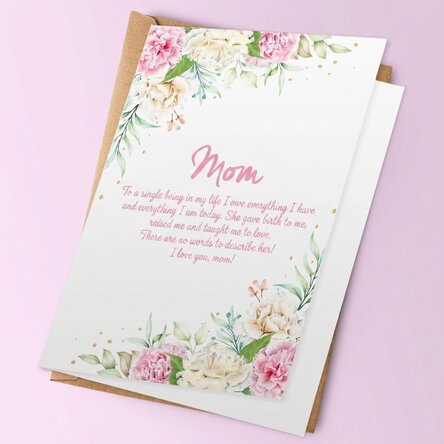 Carte de vœux personnalisée avec texte - Je t'aime, maman