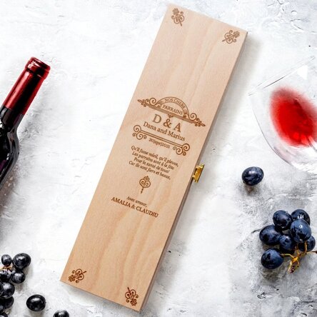 Caisse de vin personnalisée - Message pour les parrains et marraines