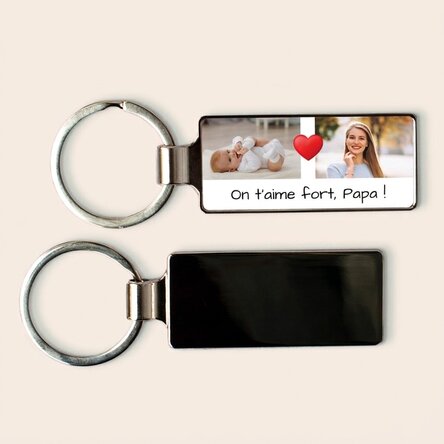 Porte-clés personnalisé avec 2 photos et un message