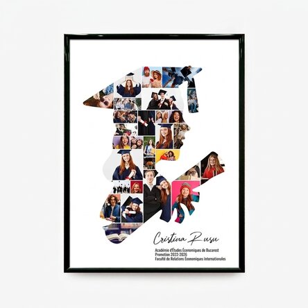 Tableau personnalisé avec un texte et 29 photos pour la remise des diplômes - Elle