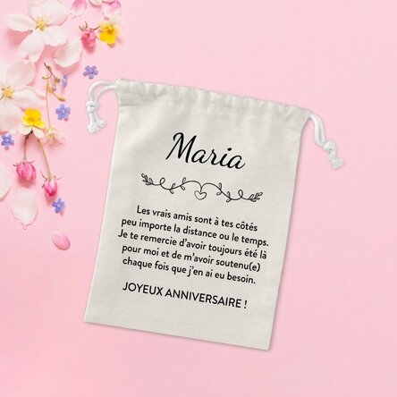 Petit sac cadeau personnalisé avec un message