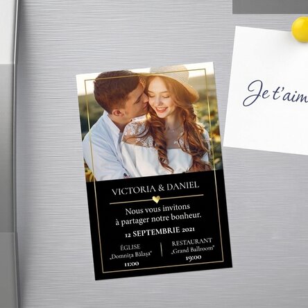 Aimant personnalisé de 10 x 15 cm avec une photo et un texte - Invitation