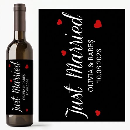 Vin personnalisé avec un message - « Just Married »