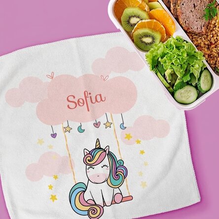 Serviette personnalisée avec inscription pour enfants - Cute Unicorn
