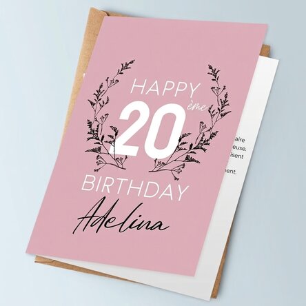 Carte de vœux personnalisée avec message d'anniversaire - Floral