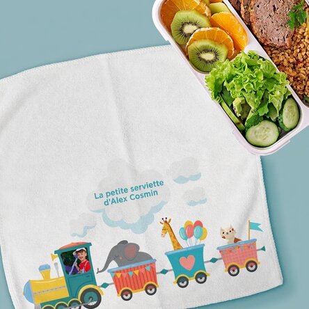 Serviette personnalisée avec nom et photo - Petit train