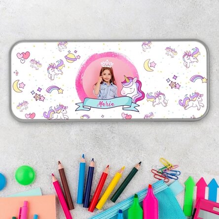 Trousse personnalisée avec une photo et un texte - Licorne