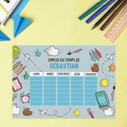 Emploi du temps personnalisé avec texte - École