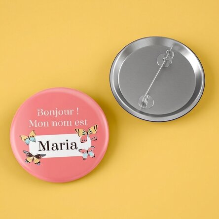 Badge personnalisé avec prénom - Papillons