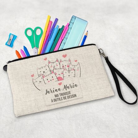 Trousse scolaire personnalisée avec inscription - Kitty