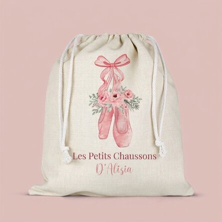 Sac de crèche personnalisé avec inscription - Chaussons de danse classique