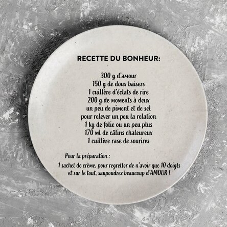 Assiette personnalisée avec un texte