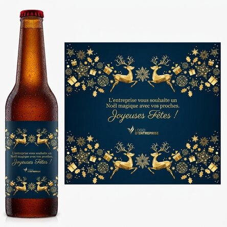 Bière personnalisée avec texte et logo - Histoire de Noël