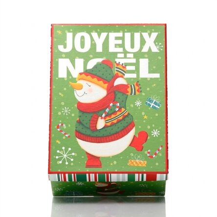 Coffret cadeau de Noël vert - modèle bonhomme de neige