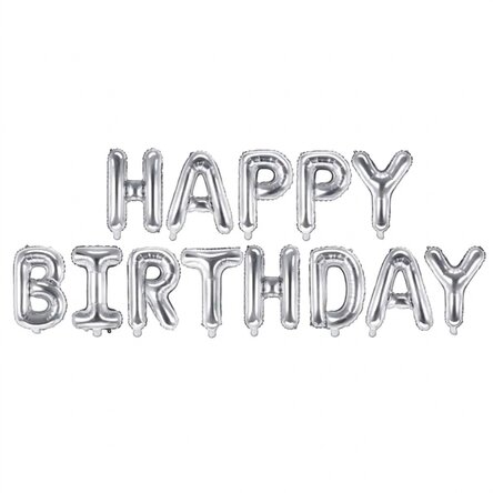 Lot de ballons - « Happy Birthday » argentés