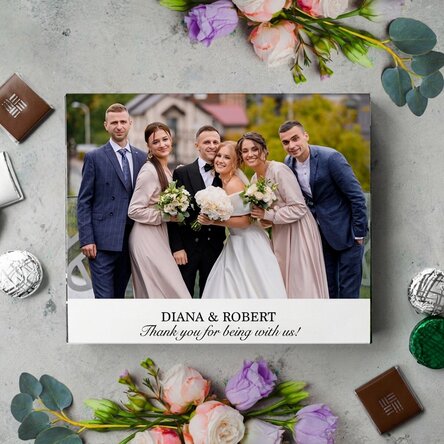 Boîte de bonbons personnalisée avec une photo et un texte